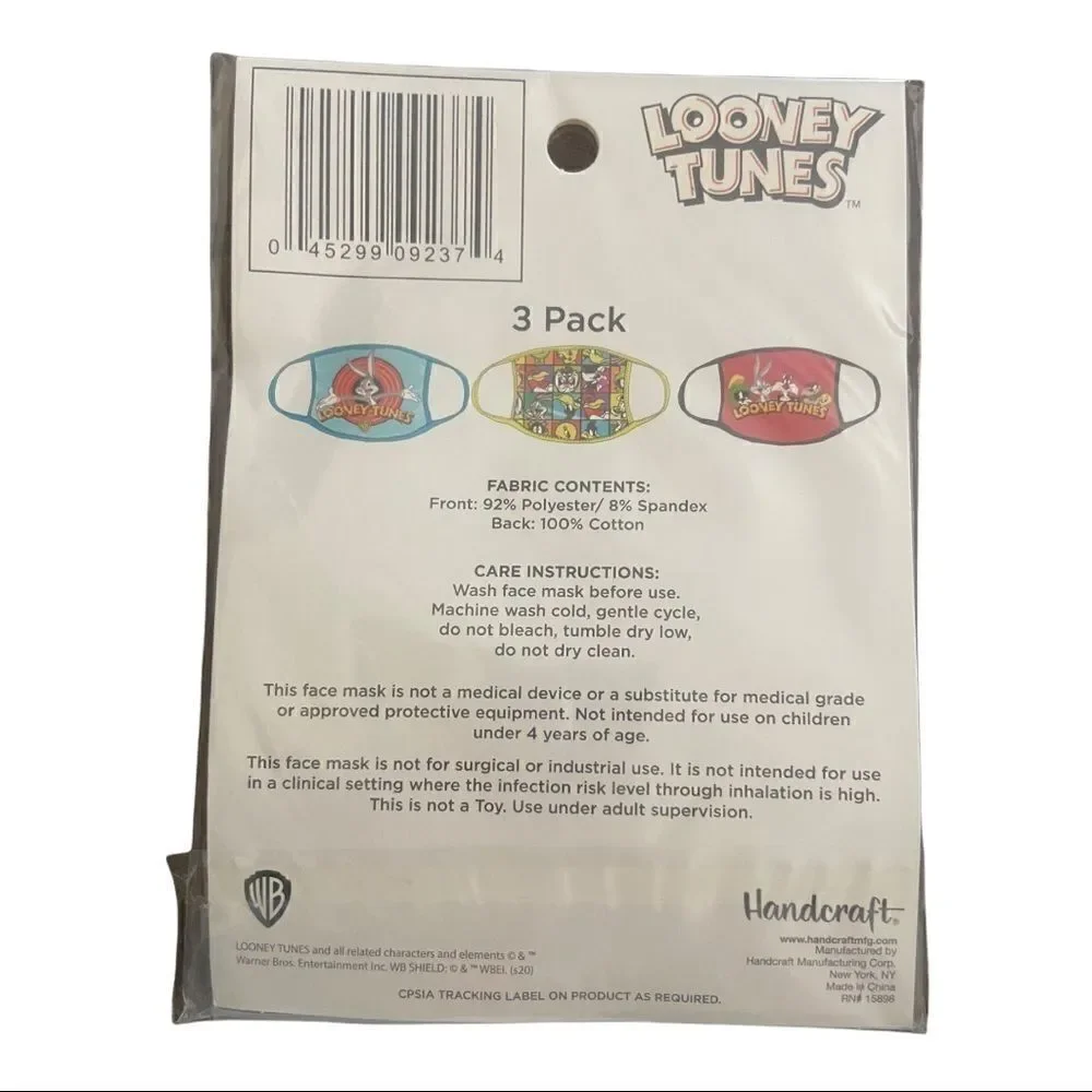 Looney Tunes Set of 3 Adult Washable Masks NEW in Package